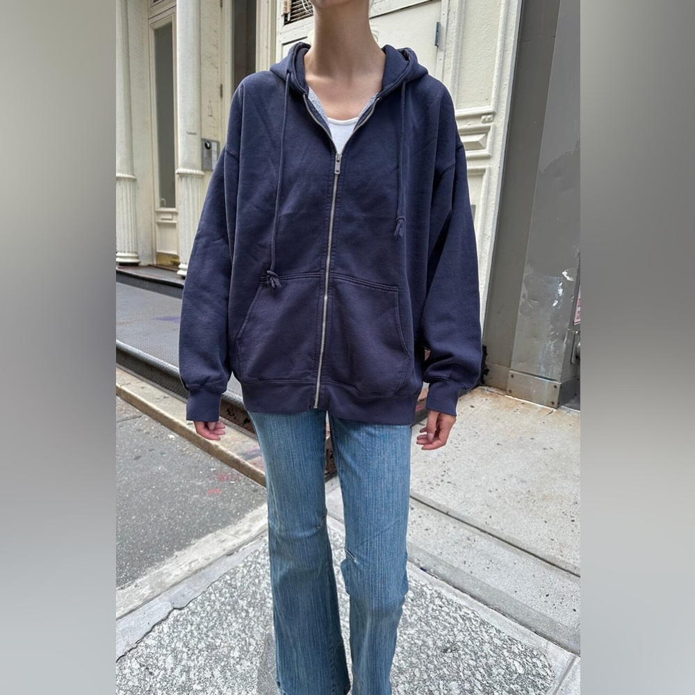 Brandy Melville Navy Christy Zip Up